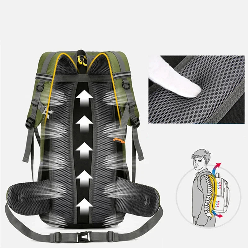 Sac De Randonnée 50L Léger – Dos Ventilé, Nylon Déperlant & Portage Confort - TrekShell 50