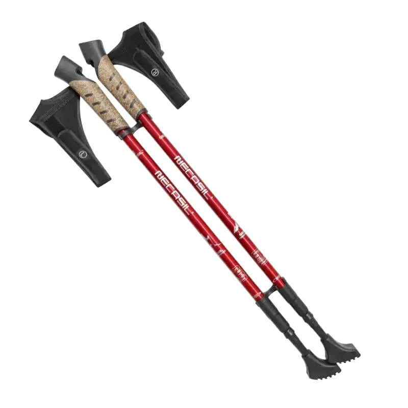 Bâton de Randonnée (66–135 cm) Télescopique en Aluminium Léger, Poignée en Liège - AlpineCore