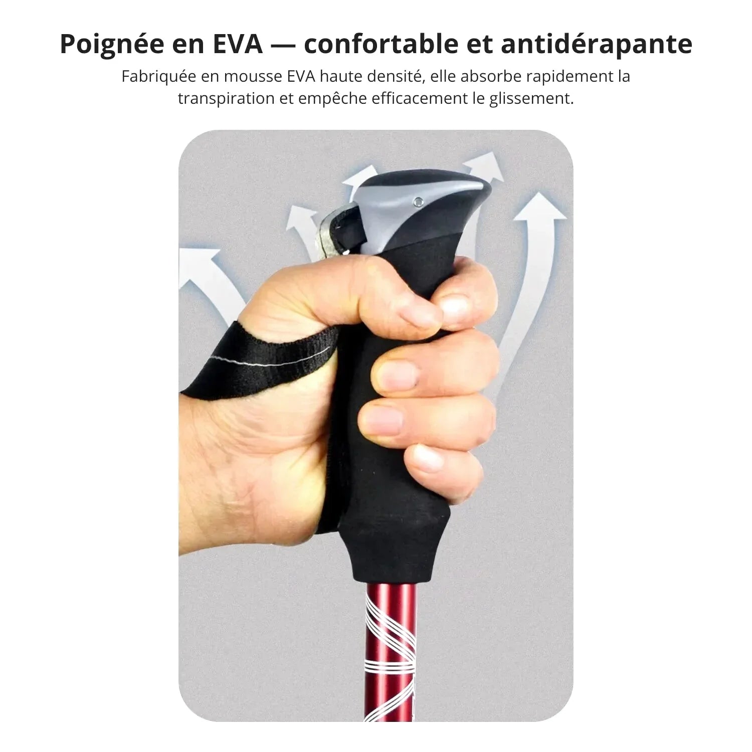 Bâton de Randonnée Pliable 5 Sections (107–125 cm) — Acier Carbone Léger 250 g - TrekPro Ultra-Light 125