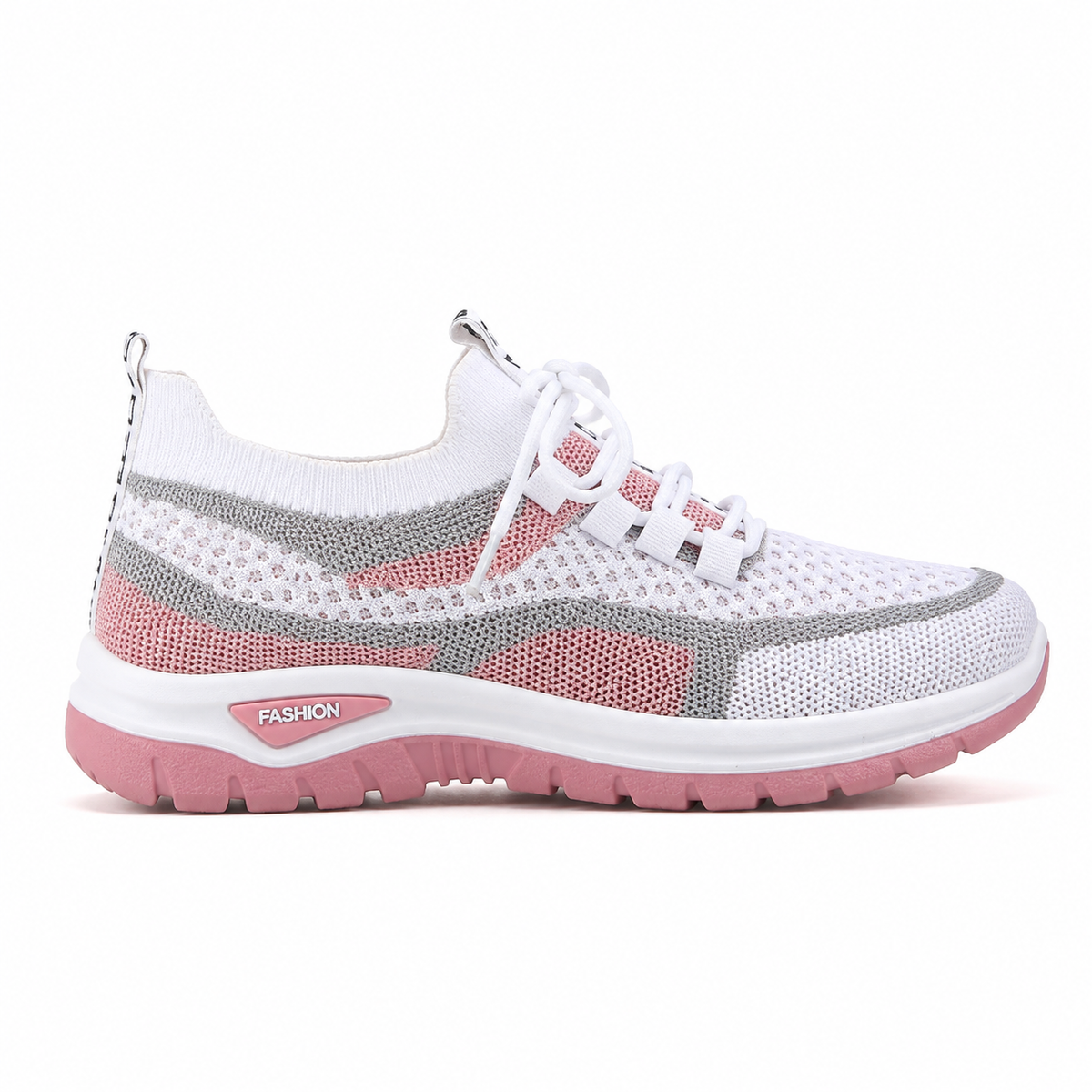 Walky Rose et Blanc - chaussure vue de côté