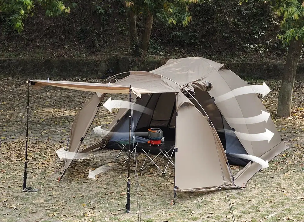 Tente Randonnée Dôme Hiver Compatible avec Mini Cheminée, Étanche - CAMPFLEX