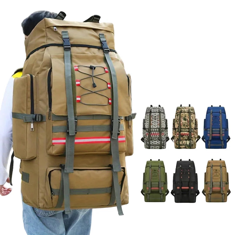 Sac De Randonnée Grande Capacité 130L – Nylon Imperméable, Système MOLLE & Portage Renforcé - TrekMaster 130
