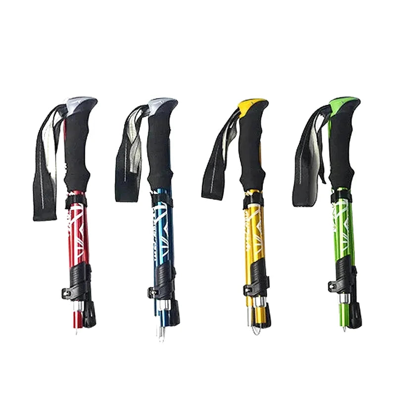 Bâton de Randonnée Pliable 5 Sections (107–125 cm) — Acier Carbone Léger 250 g - TrekPro Ultra-Light 125