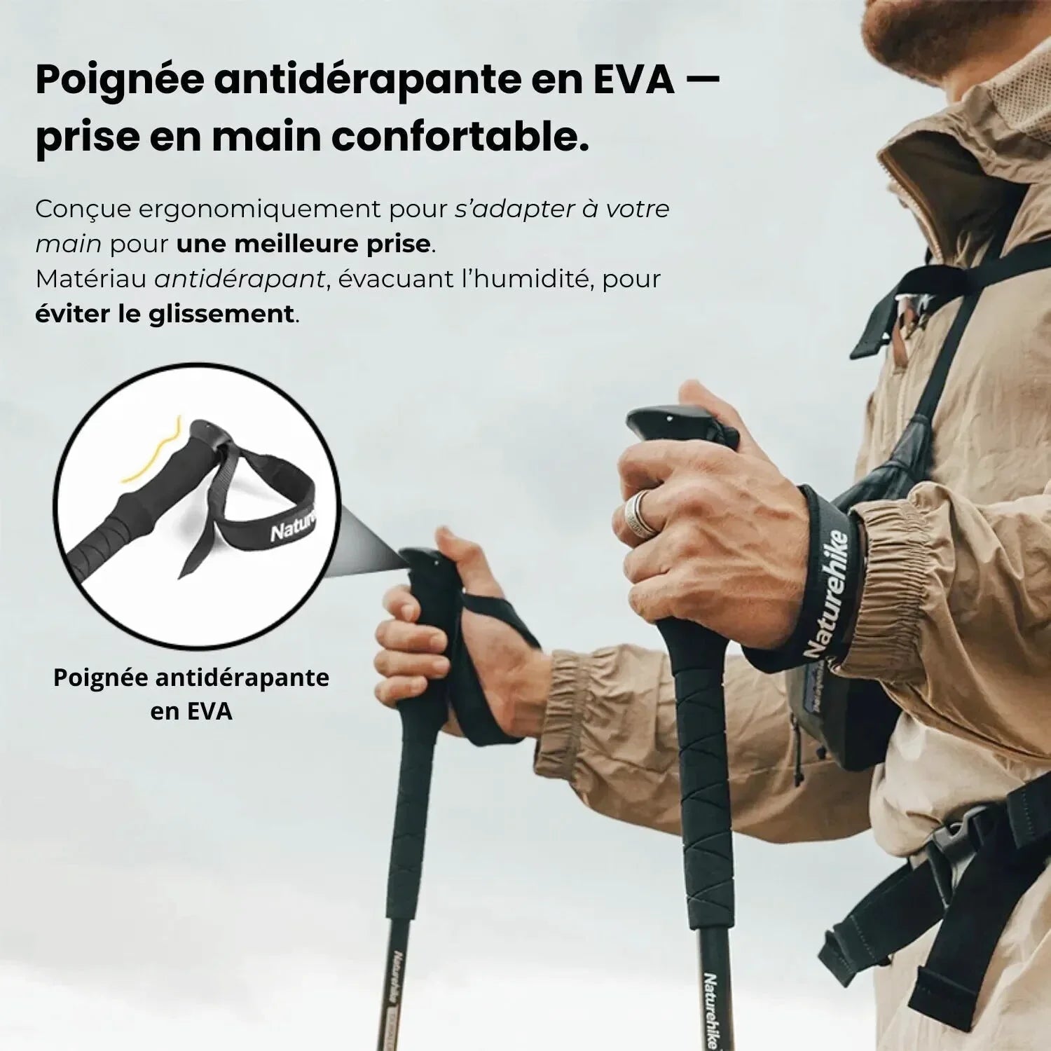 Bâton De Randonnée Télescopiques (56–135 cm) Quick Lock - Aluminium 7075 - Naturehike 135
